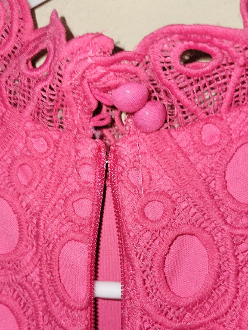 Hot Pink Lace Ruffled Mini Dress - Picture 9 of 11